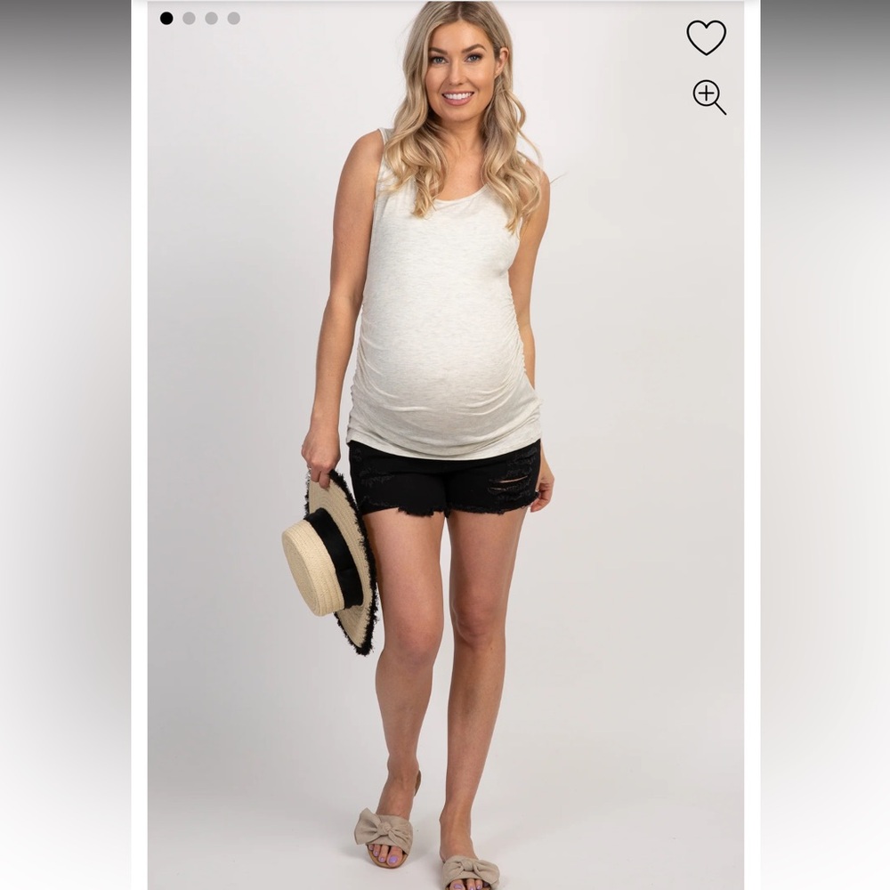 PinkBlush Black Distressed Maternity Jean Shorts